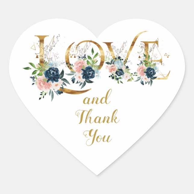 Adesivo Coração Amo Florestas Douradas e Aquarelas Obrigado (Frente)