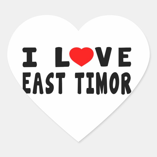 Adesivo Coração Amo Timor Leste (Frente)