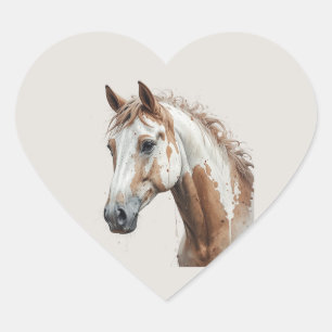Adesivo Coração Amor Belo Cavalo Pintado Animal Arte