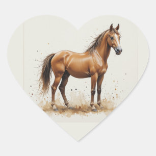 Adesivo Coração Amor Belo Cavalo Quarto de Milha Arte Animal