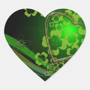 Adesivo Coração Amor com shamrock verde