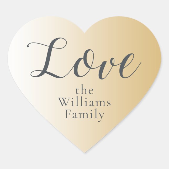 Adesivo Coração Amor de Natal Nome Personalizado Brilhante Dourado (Frente)