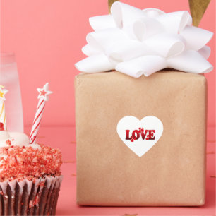 Adesivo Coração AMOR, design de texto popular em branco,