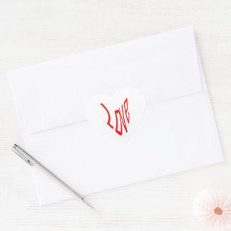 Adesivo Coração Amor em Letras Vermelhas