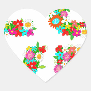 Adesivo Coração amor floral
