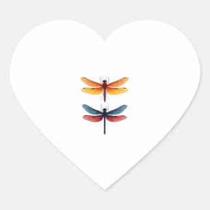 Adesivo Coração Amor Libélulas criança pequeno simples Minimalista