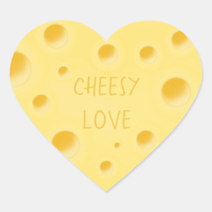 Adesivo Coração "Amor Queijoso" Adorável Queijo Suíço Personalizáv