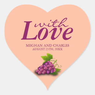 Adesivo Coração Amor & selos Wedding Coração-Dados forma uvas do