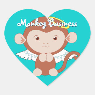 Adesivo Coração Angel Monkey Stickers