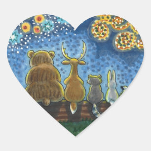 ADESIVO CORAÇÃO ANIMAIS DE VIDA SELVAGEM 4 DE JULHO DE FOGO, BONIT