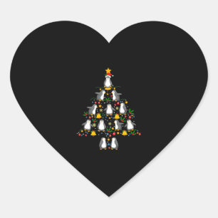 Adesivo Coração Animais sentados na neve com luzes Papais noeis de