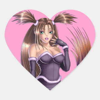 Adesivo Coração Anime Girl - Nikki