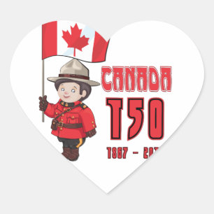 Adesivo Coração Aniversário de 150 Anos no Canadá