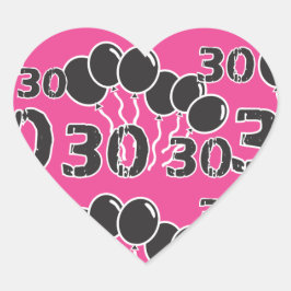 Adesivo Coração aniversário de 30 anos PINK BLACK Stickers