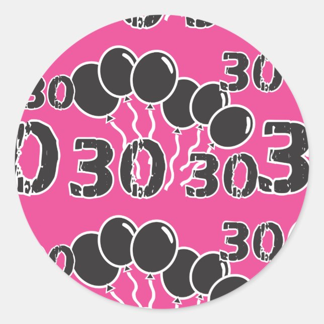 Adesivo Coração aniversário de 30 anos PINK BLACK Stickers (Frente)