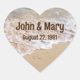 Adesivo Coração Aniversário de Casamento Beach Stars