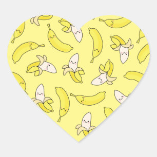 Adesivo Coração Aniversário de criança de Banana Cute
