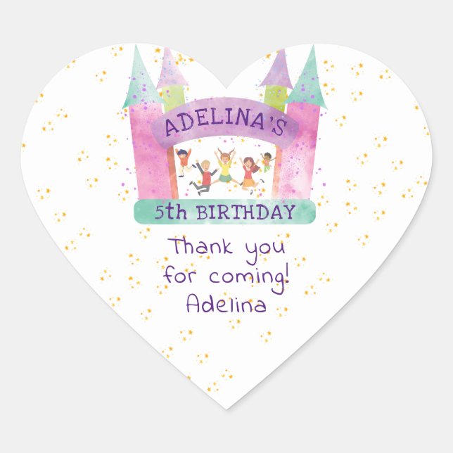 Adesivo Coração Aniversário de criança de ginástica de Jump Play H (Frente)