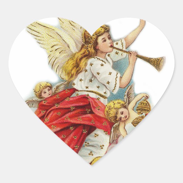 Adesivo Coração Anjos de desejos de Natal (Frente)