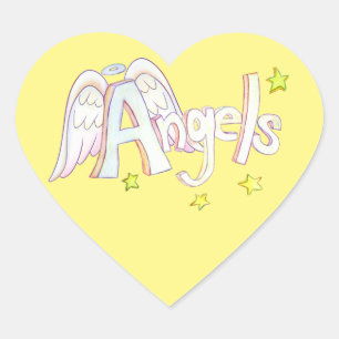 Adesivo Coração Anjos Decretos do Word Art Sticker Inspiracional