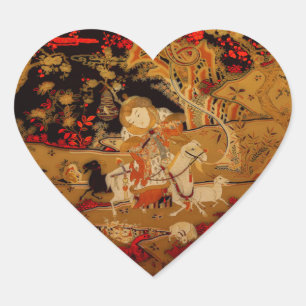 Adesivo Coração Ano Chinês dos Sticks do Coração da Cabra