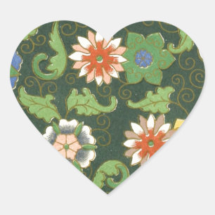 Adesivo Coração Antigo Padrão Chinês de Cloisonné: Jade Verde