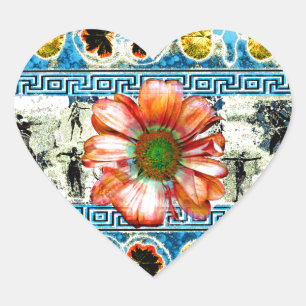 Adesivo Coração Antiguidade Dança Laranja Daisy