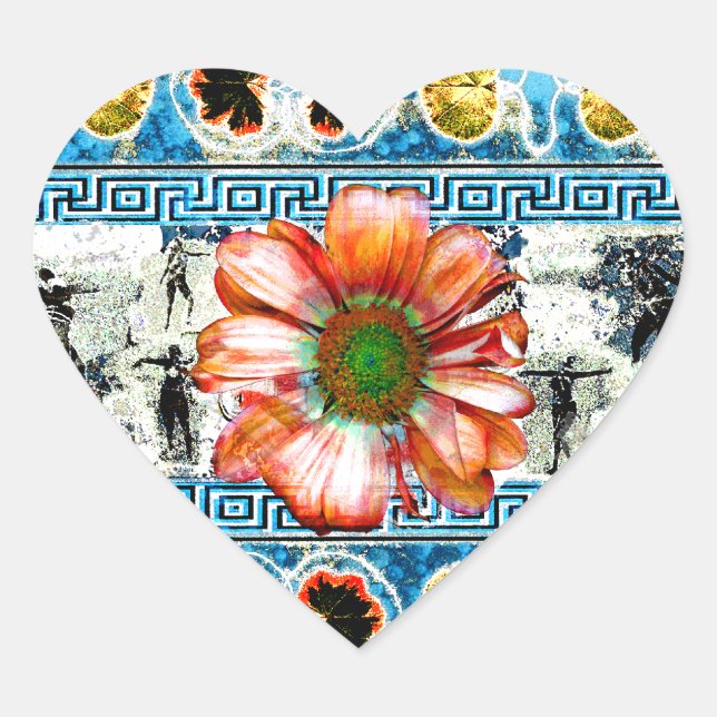 Adesivo Coração Antiguidade Dança Laranja Daisy (Frente)