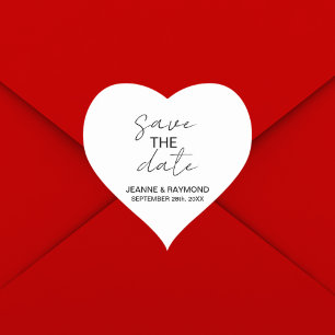Adesivo Coração Anúncio de casamento Save the date Limpo Editável