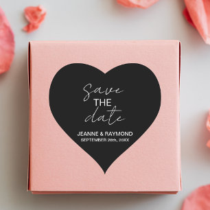 Adesivo Coração Anúncio de casamento Save the date Preto editável