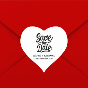 Adesivo Coração Anúncio de Noivado Personalizado Save The Date Mod