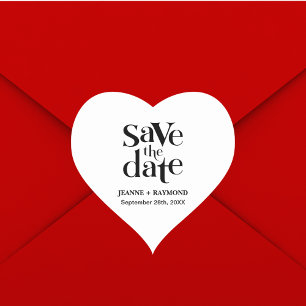 Adesivo Coração Anúncio de Noivado Save The Date Moderno
