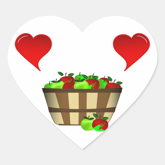 Adesivo Coração Apple Basket Love (Frente)