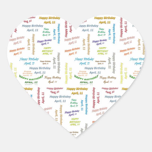 Adesivo Coração April, 11 Birthday Sticker (Frente)