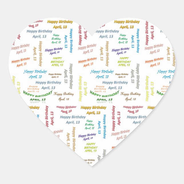 Adesivo Coração April, 13 Birthday Sticker (Frente)