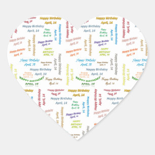 Adesivo Coração April, 14 Birthday Sticker