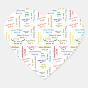 Adesivo Coração April, 16 Birthday Sticker