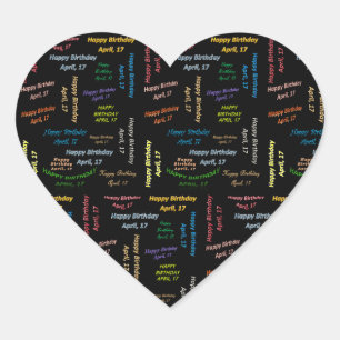 Adesivo Coração April, 17 Birthday Sticker