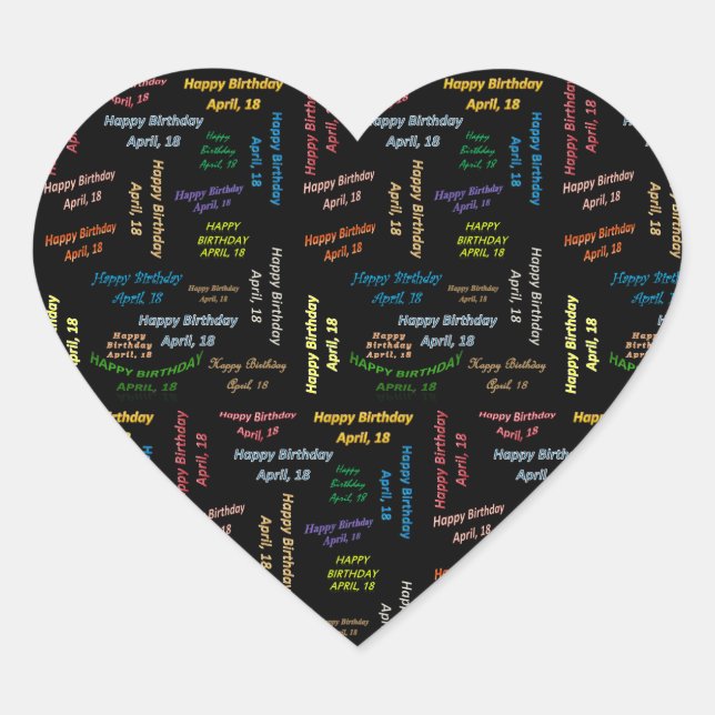 Adesivo Coração April, 18 Birthday Sticker (Frente)