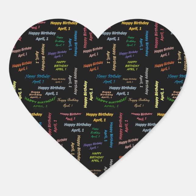 Adesivo Coração April, 1 Aniversário (Frente)