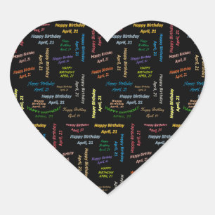 Adesivo Coração April, 21 Birthday Sticker