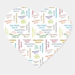 Adesivo Coração April, 22 Birthday Sticker