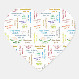 Adesivo Coração April, 24 Birthday Sticker