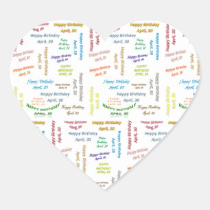 Adesivo Coração April, 30 Birthday Sticker