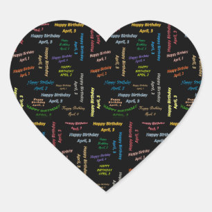 Adesivo Coração April, 3 Birthday Sticker