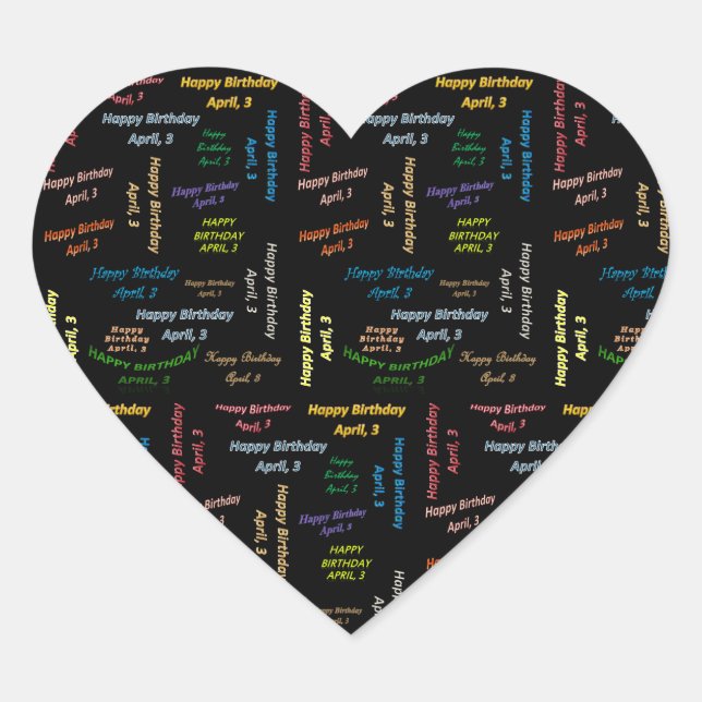 Adesivo Coração April, 3 Birthday Sticker (Frente)