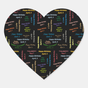 Adesivo Coração April, 5 Birthday Sticker