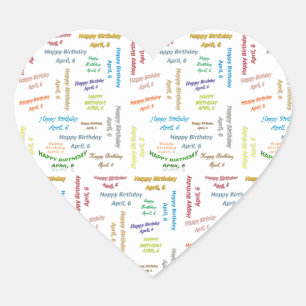 Adesivo Coração April, 6 Birthday Sticker