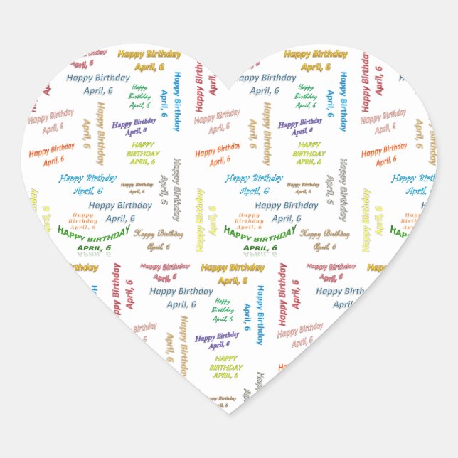 Adesivo Coração April, 6 Birthday Sticker (Frente)