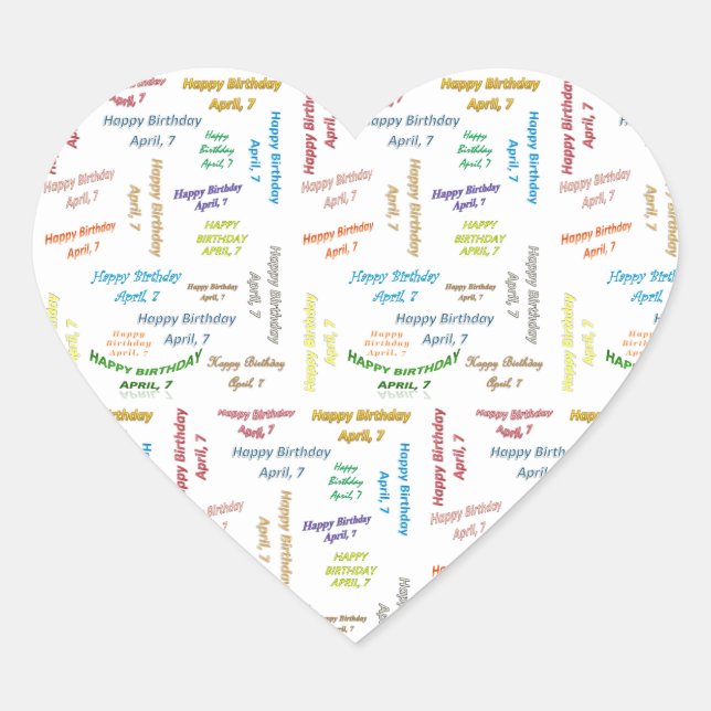 Adesivo Coração April, 7 Birthday Sticker (Frente)